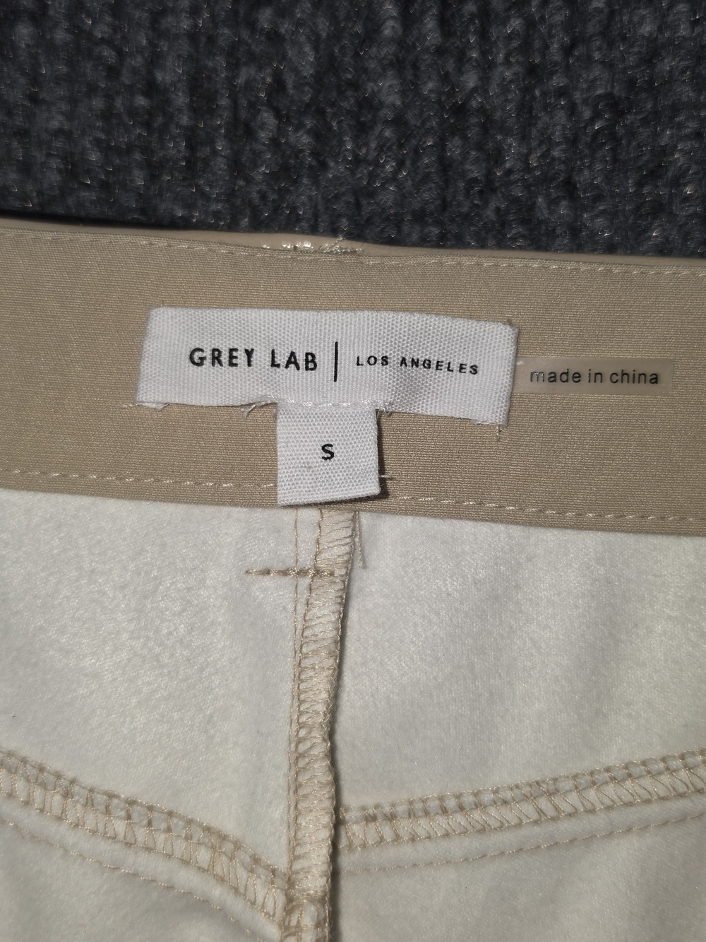 GREY LAB Beige Straight-Leg Shiny Pants - Picture 7 of 9